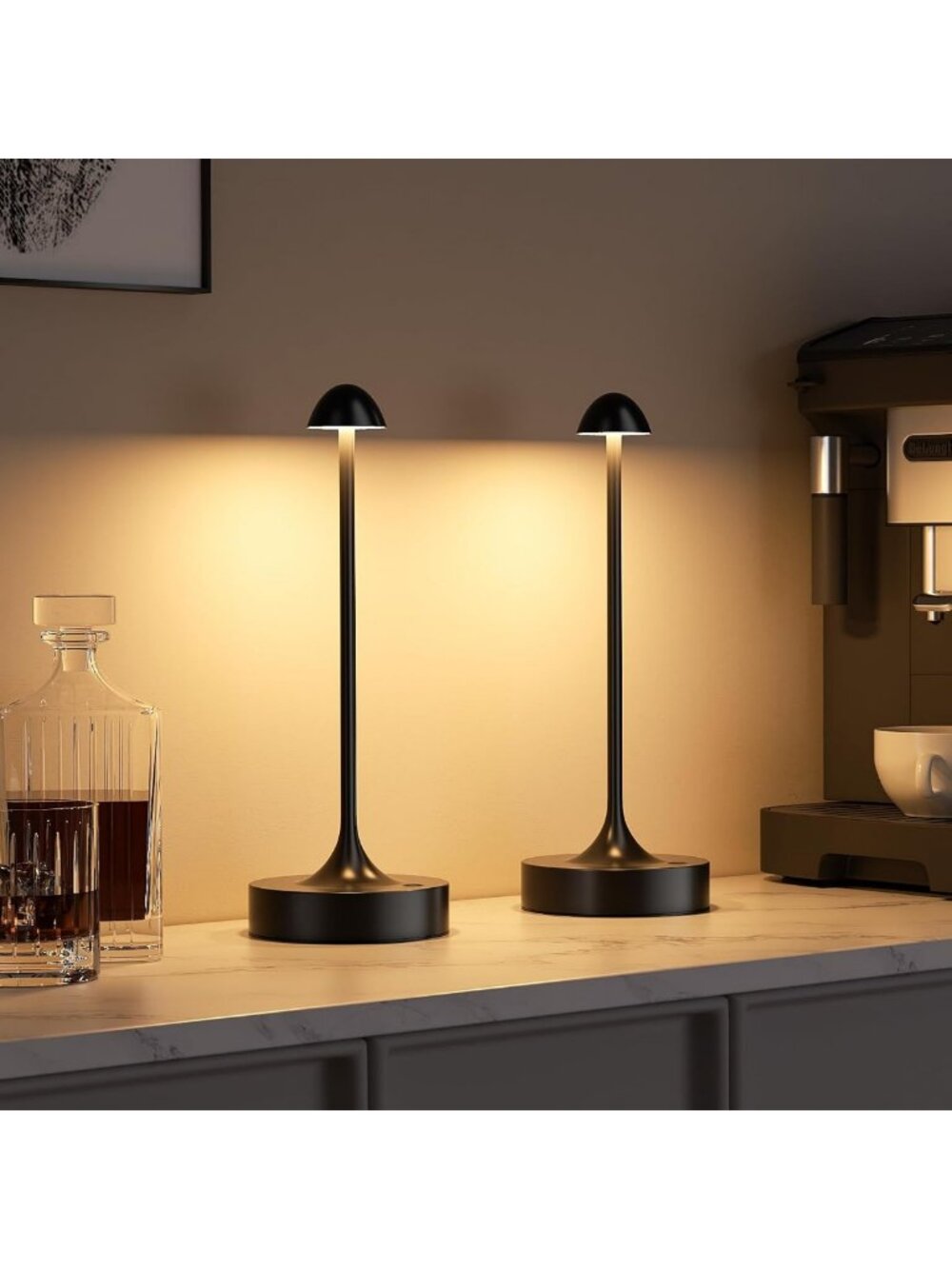 Set of 2 Cordless Rechargeable Table Lamps - Battery Operated Desk Lighting